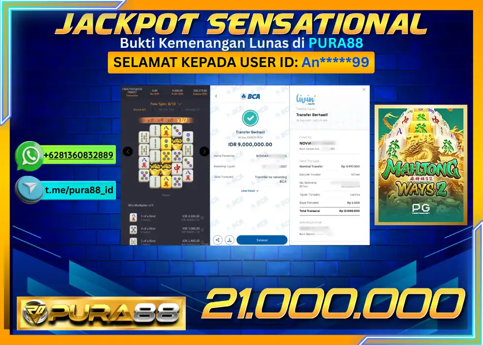 PURA88 JACKPOT SENSATIONAL MAHJONG WAYS 2 Rp 21.000.000,- LUNAS